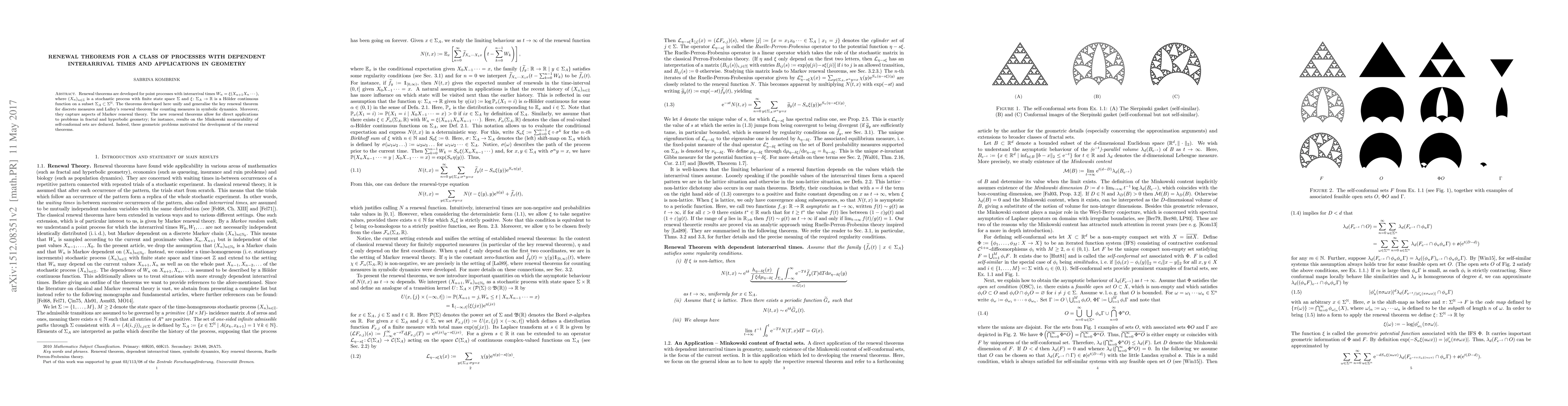 Thumbnail for Renewal theorems for a class of processes with dependent interarrival
  times and applications in geometry