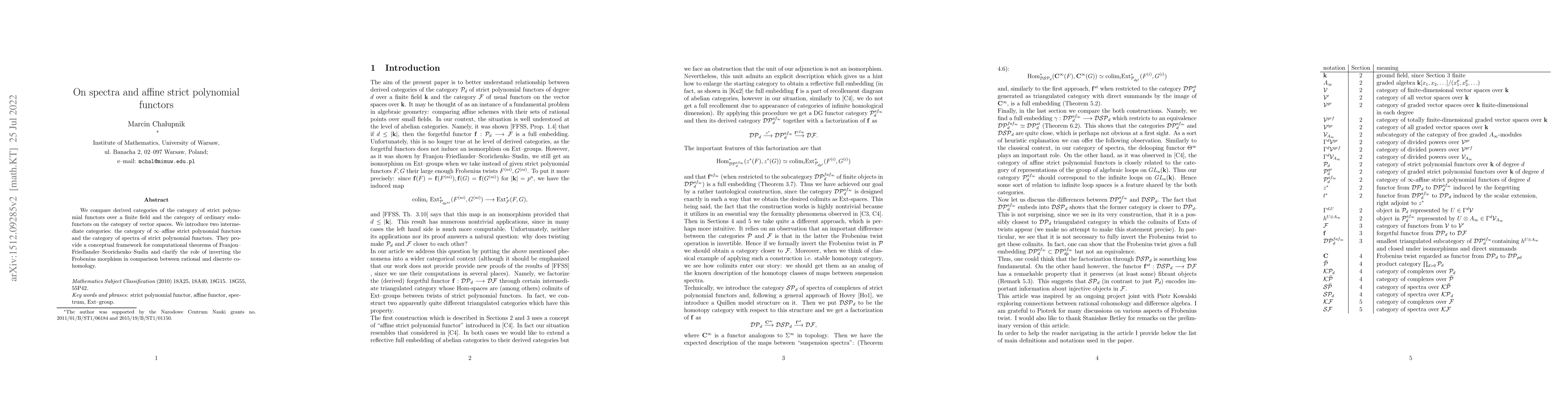 Thumbnail for On spectra and affine strict polynomial functors