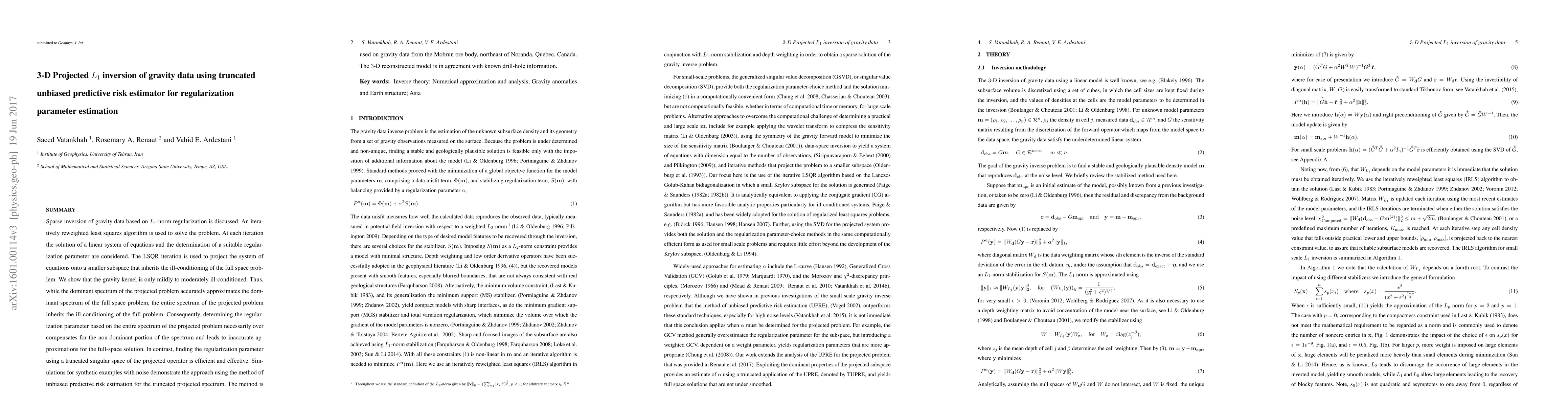 Thumbnail for 3-D Projected $ L_{1}$ inversion of gravity data