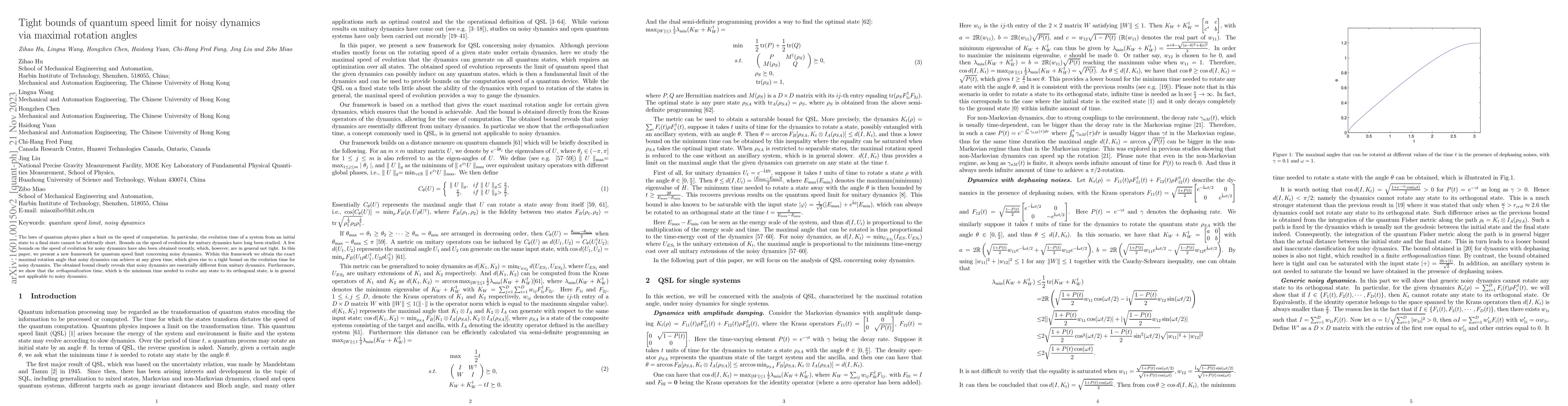 Thumbnail for Tight bounds of quantum speed limit for noisy dynamics via maximal
  rotation angles