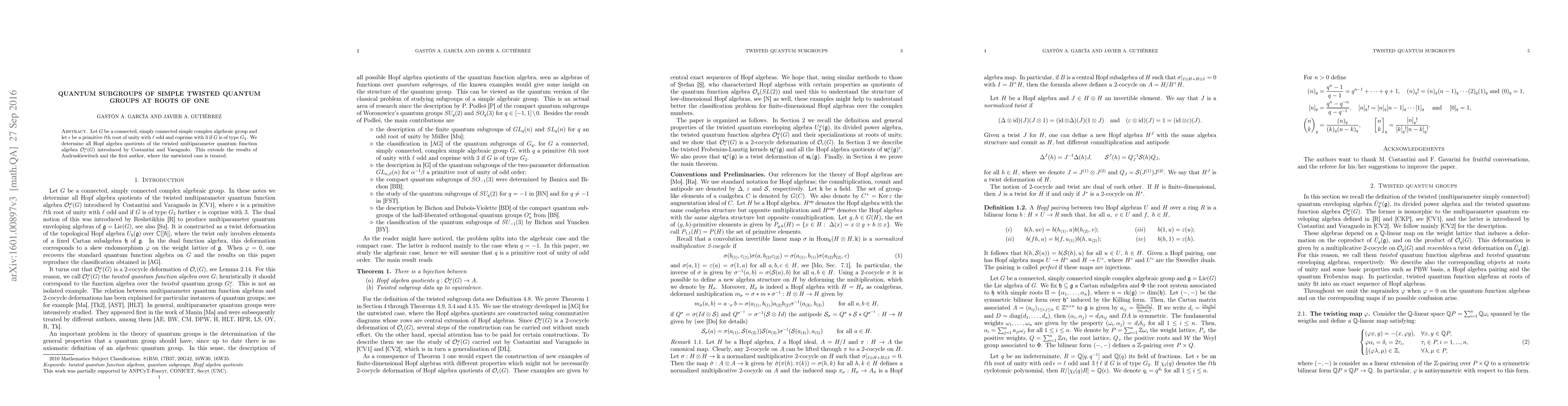 Thumbnail for Quantum subgroups of simple twisted quantum groups at roots of one