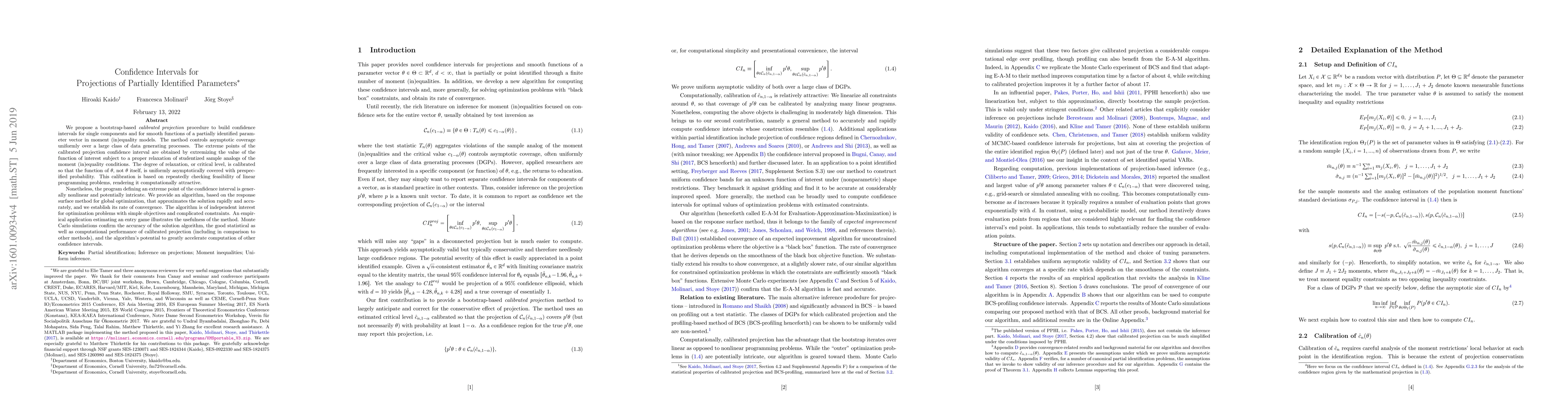 Thumbnail for Confidence Intervals for Projections of Partially Identified Parameters