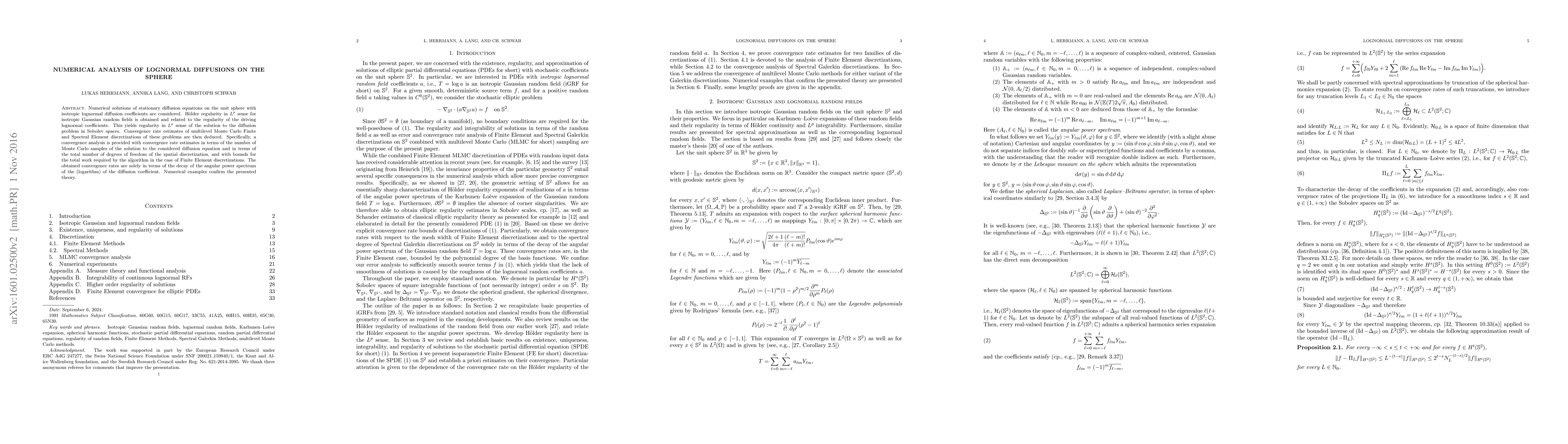 Thumbnail for Numerical analysis of lognormal diffusions on the sphere