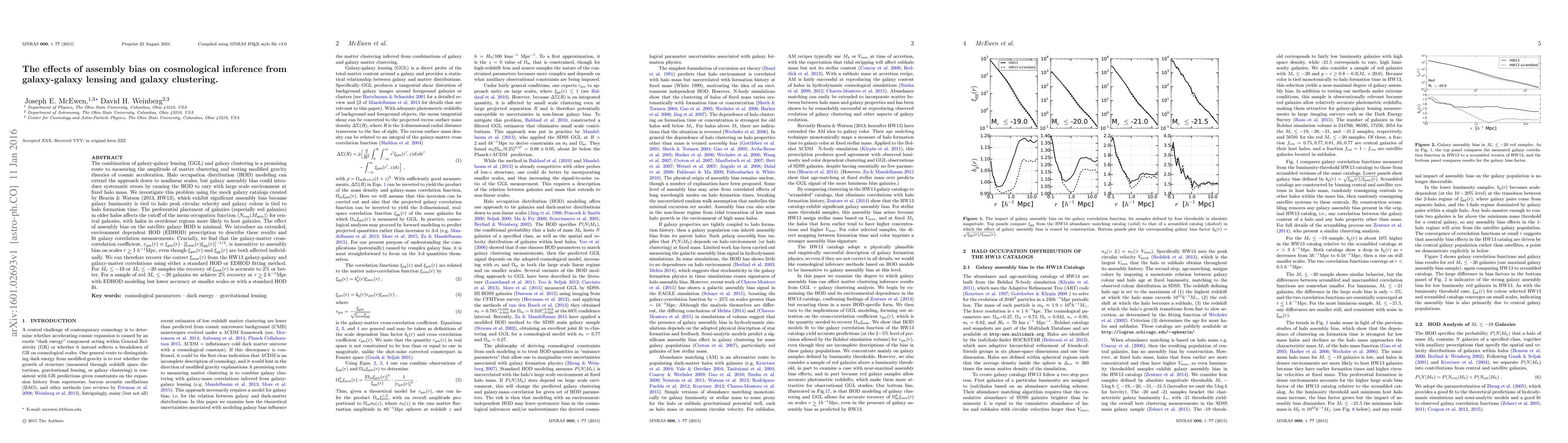 Thumbnail for The effects of assembly bias on cosmological inference from
  galaxy-galaxy lensing and galaxy clusters