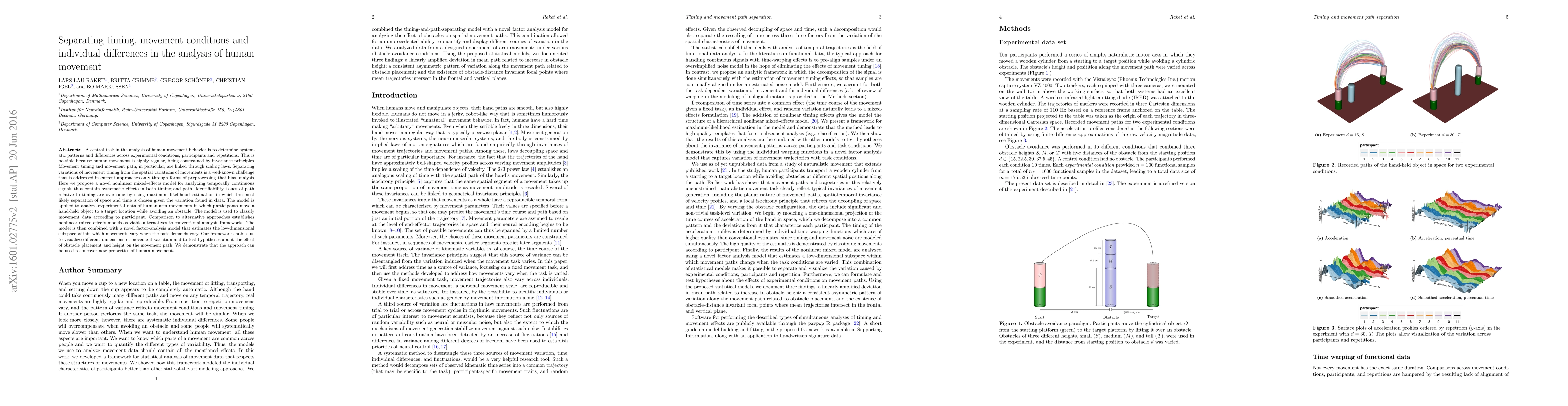 Thumbnail for Separating timing, movement conditions and individual differences in the
  analysis of human movement