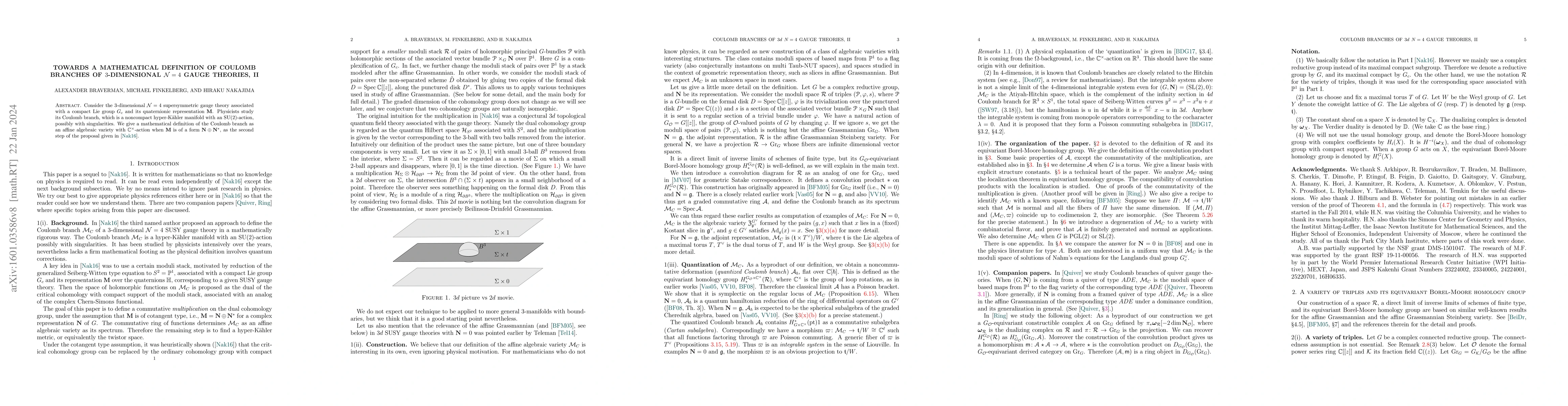 Thumbnail for Towards a mathematical definition of Coulomb branches of $3$-dimensional
  $\mathcal N=4$ gauge theories, II