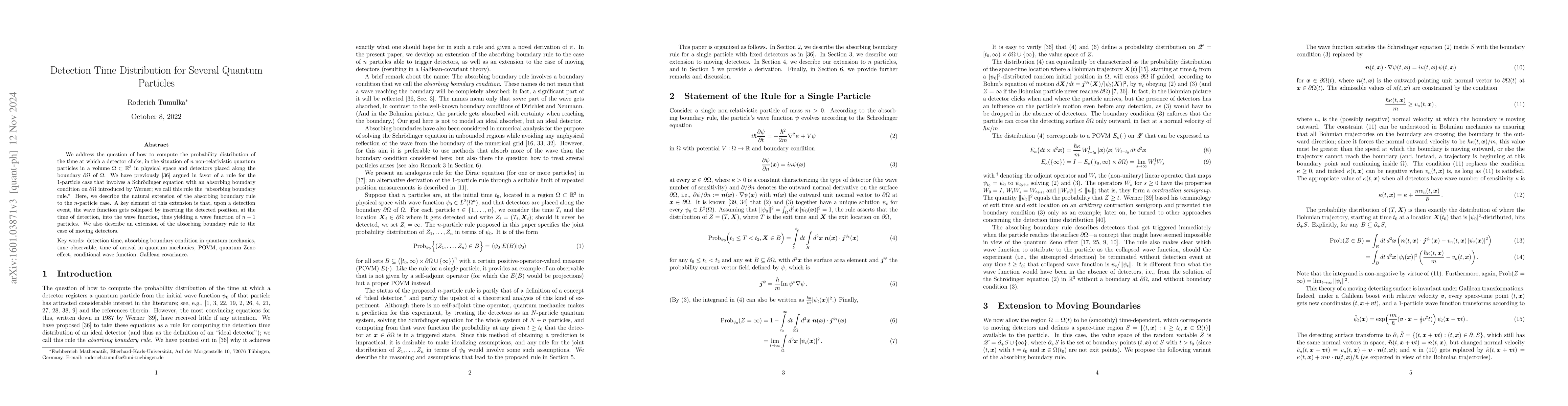 Thumbnail for Detection Time Distribution for Several Quantum Particles