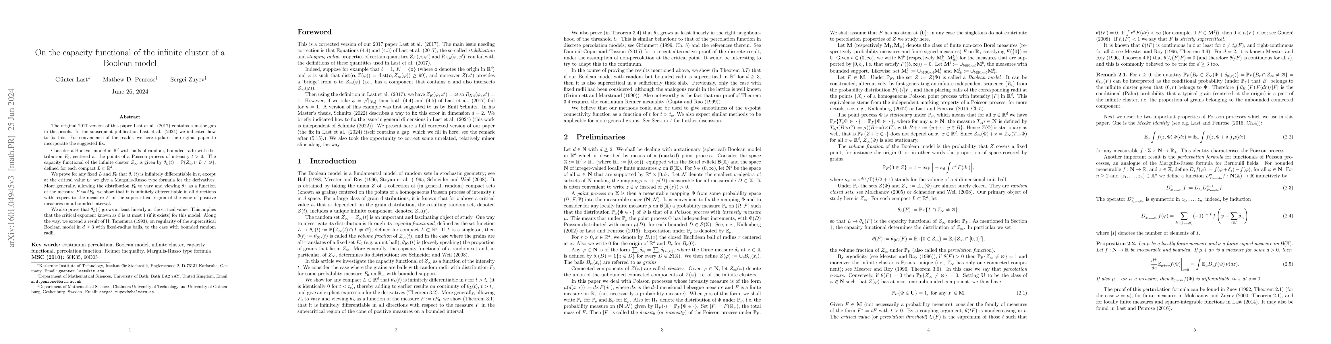 Thumbnail for On the capacity functional of the infinite cluster of a Boolean model