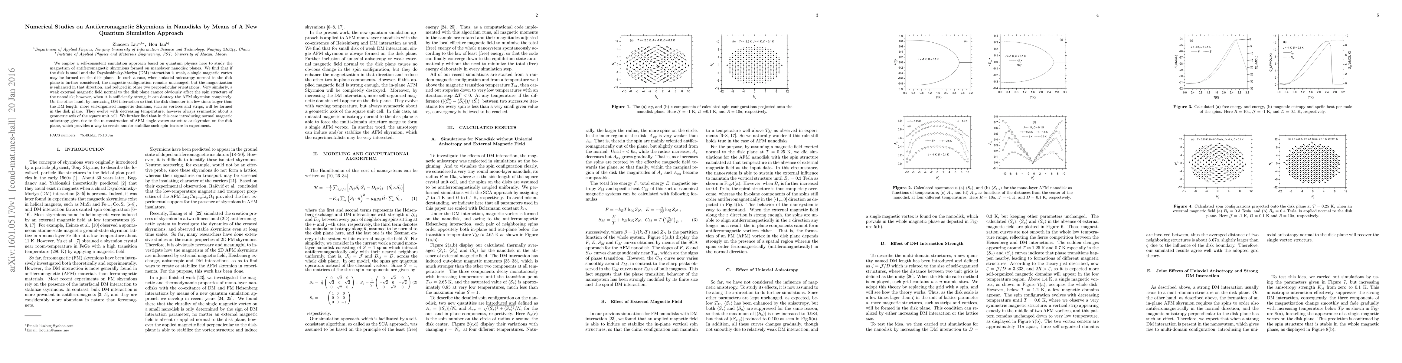 Thumbnail for Numerical Studies on Antiferromagnetic Skyrmions in Nanodisks by Means
  of A New Quantum Simulation Approach