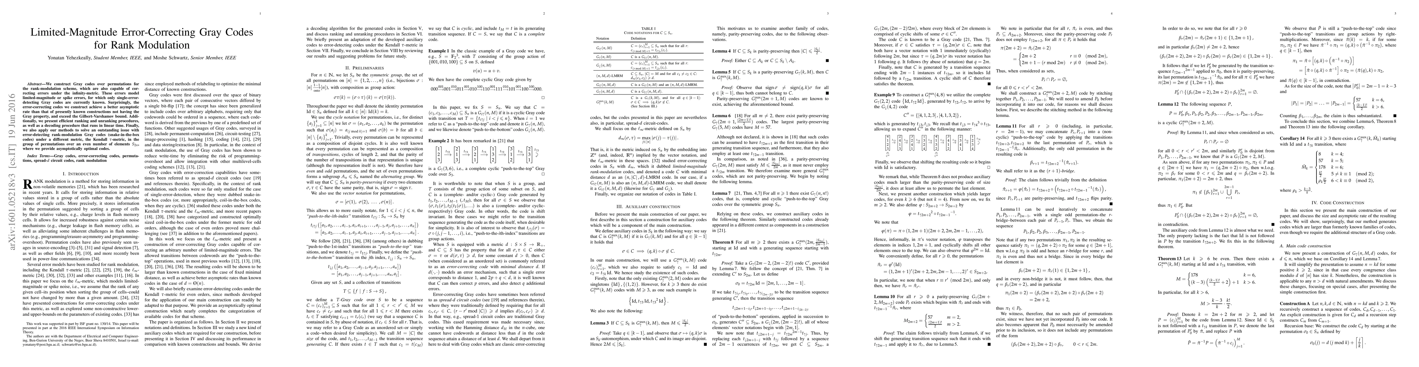 Thumbnail for Limited-Magnitude Error-Correcting Gray Codes for Rank Modulation
