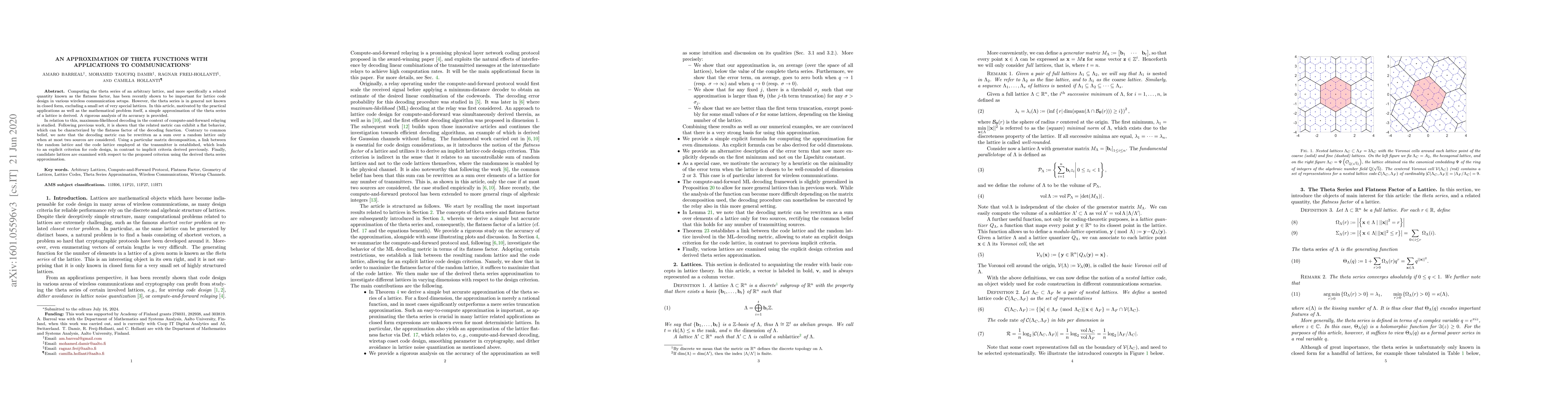 Thumbnail for An Approximation of Theta Functions with Applications to Communications
