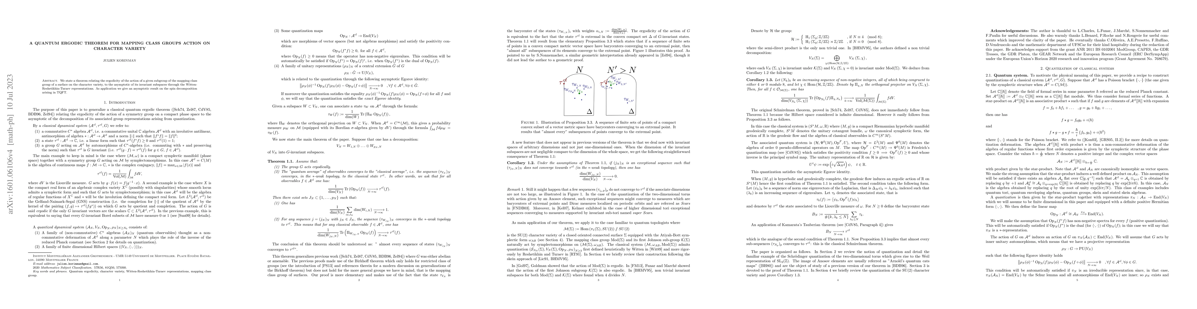 Thumbnail for A quantum ergodic theorem for mapping class groups action on character
  variety