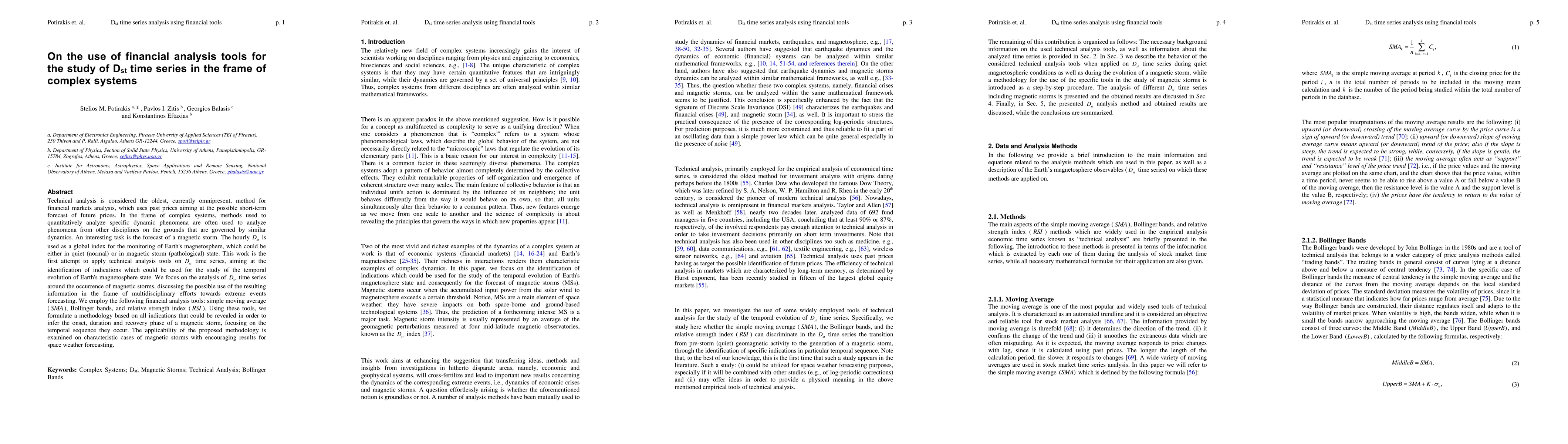 Thumbnail for On the use of financial analysis tools for the study of Dst time series
  in the frame of complex systems
