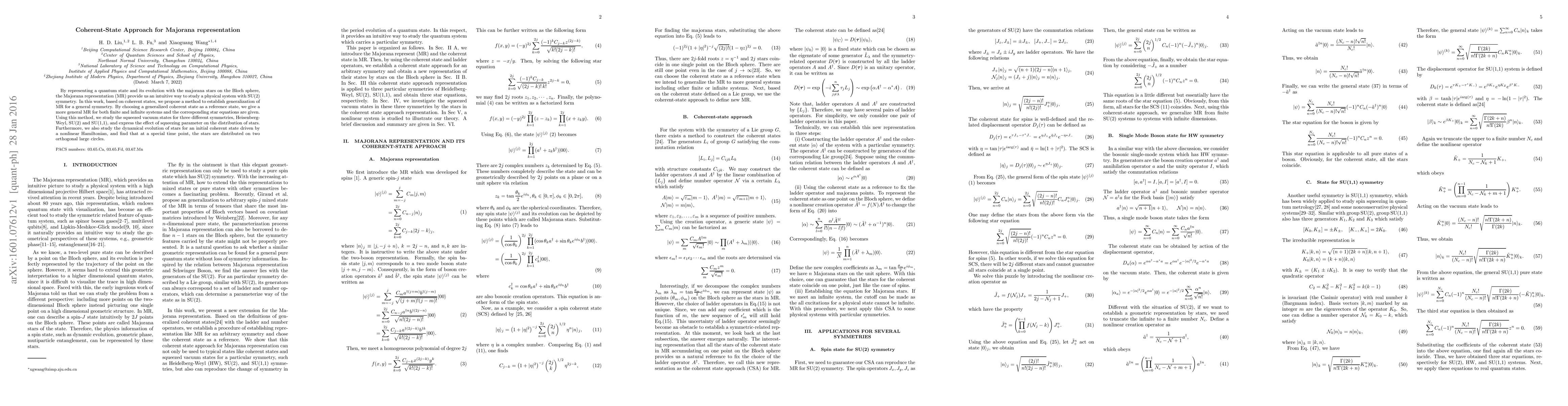 Thumbnail for Coherent-State Approach for Majorana representation