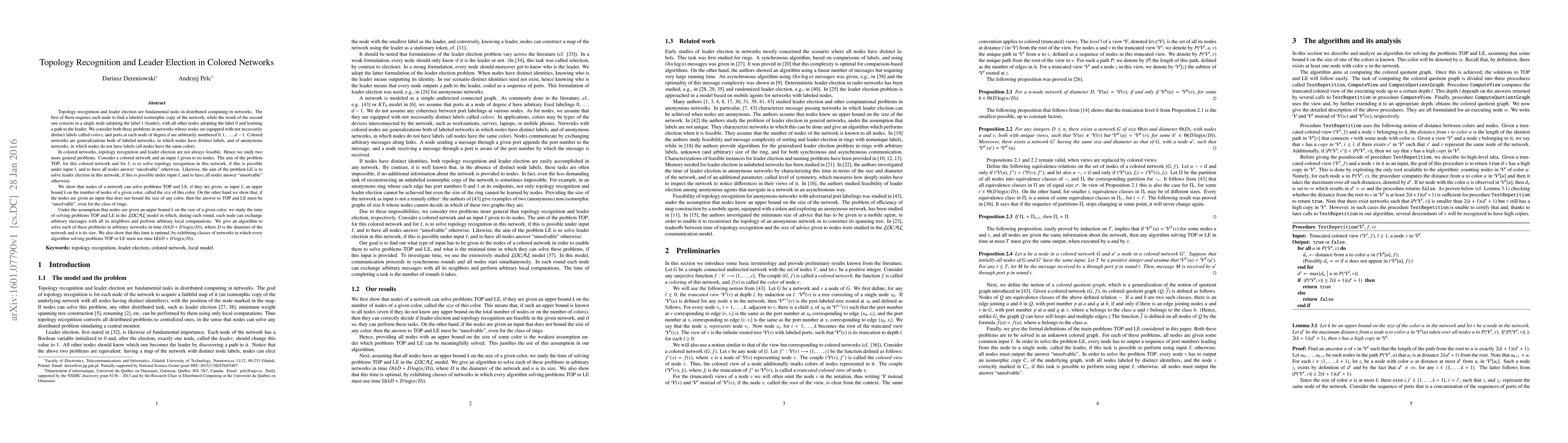 Thumbnail for Topology Recognition and Leader Election in Colored Networks