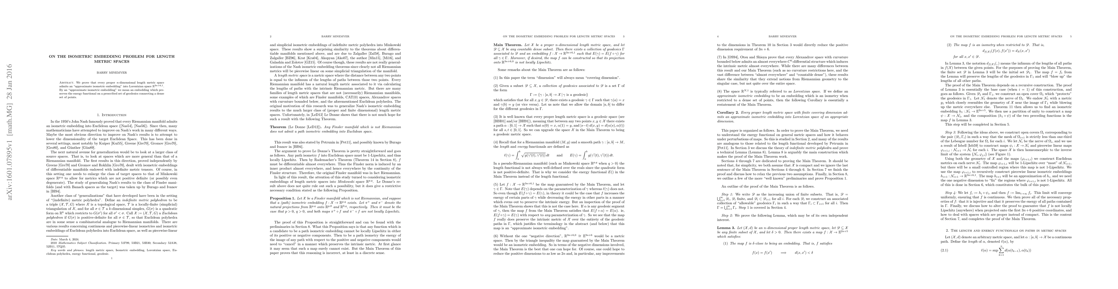 Thumbnail for On the isometric embedding problem for length metric spaces