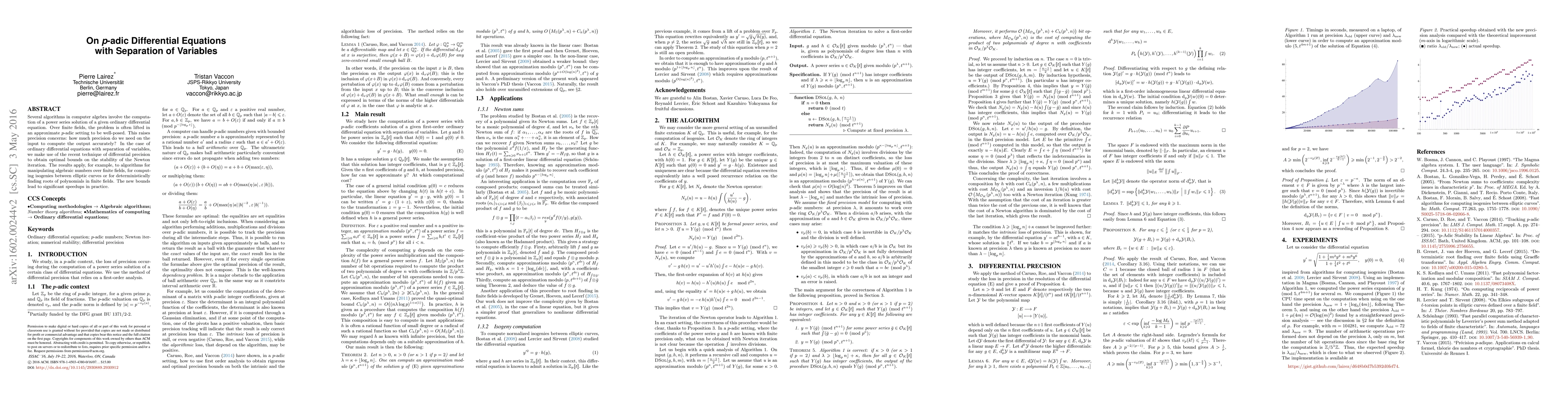 Thumbnail for On p-adic differential equations with separation of variables