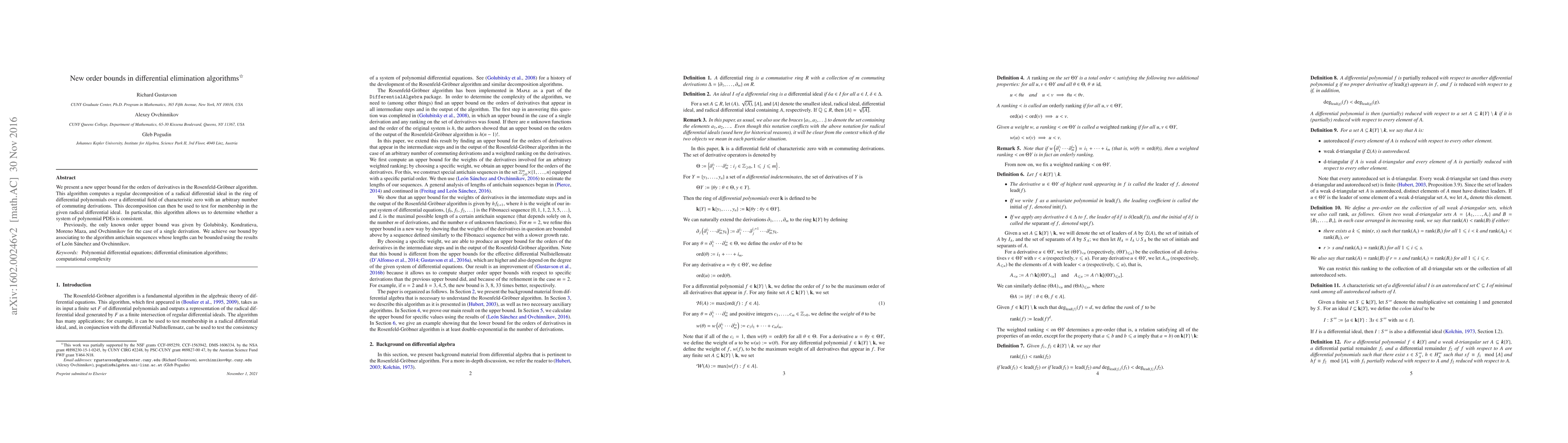 Thumbnail for New order bounds in differential elimination algorithms