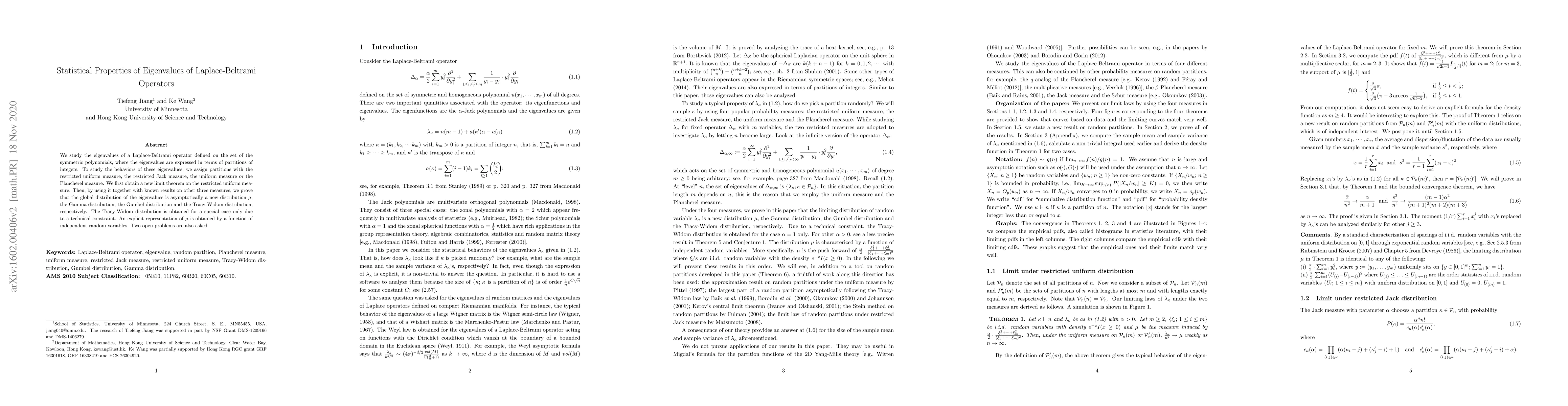 Thumbnail for Statistical properties of eigenvalues of Laplace-Beltrami operators