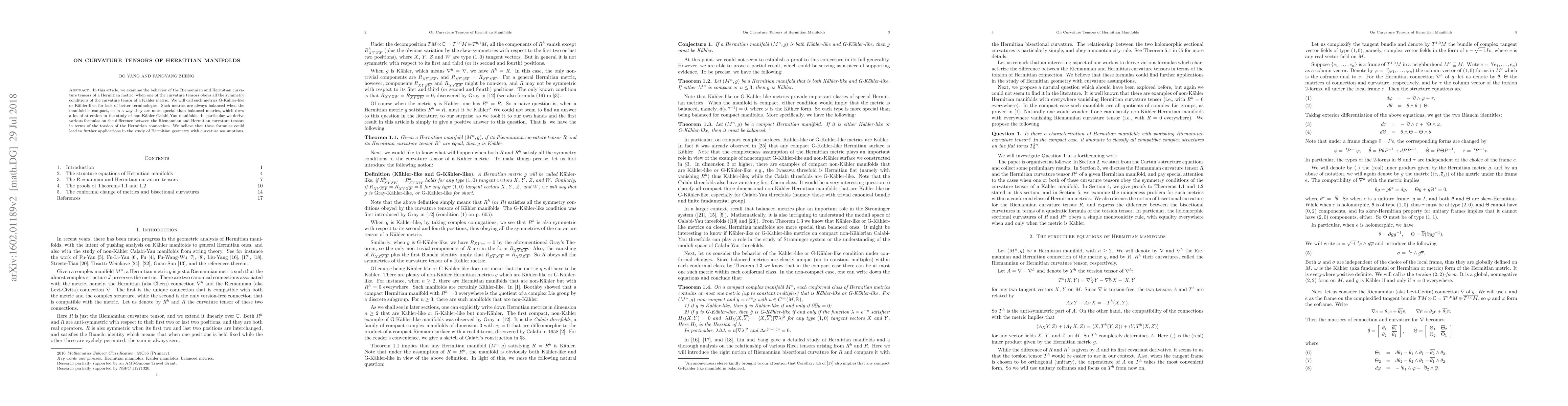 Thumbnail for On Curvature Tensors of Hermitian Manifolds