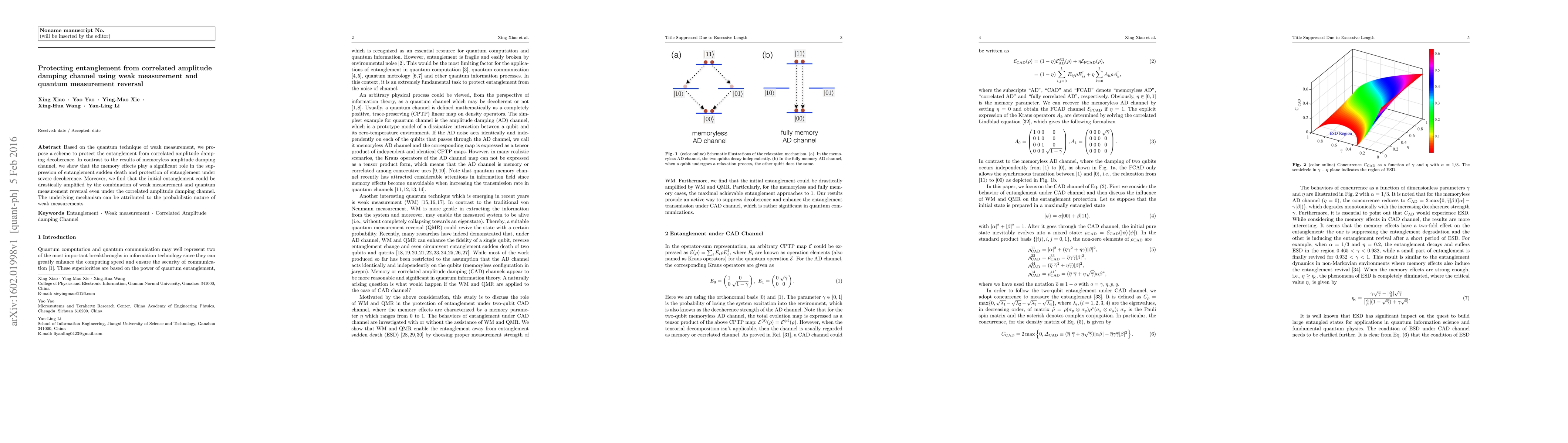 Thumbnail for Protecting entanglement from correlated amplitude damping channel using
  weak measurement and quantum measurement reversal