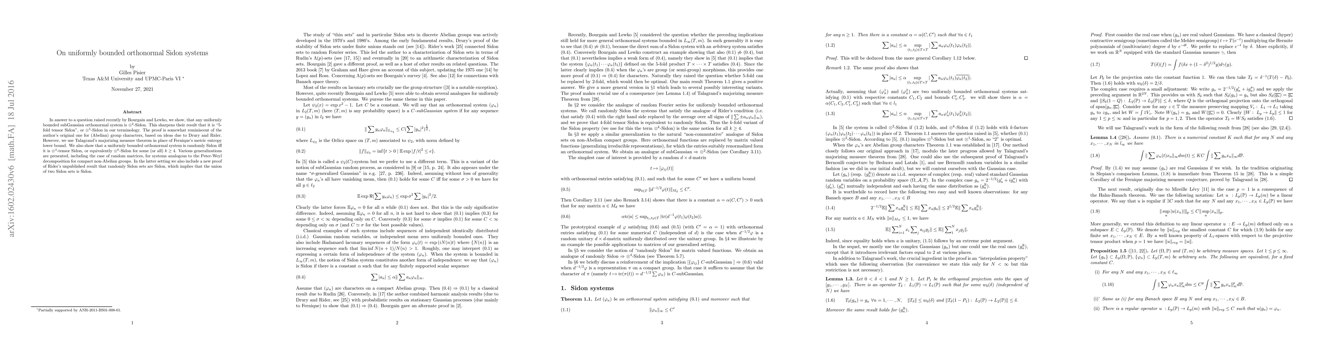 Thumbnail for On uniformly bounded orthonormal Sidon systems