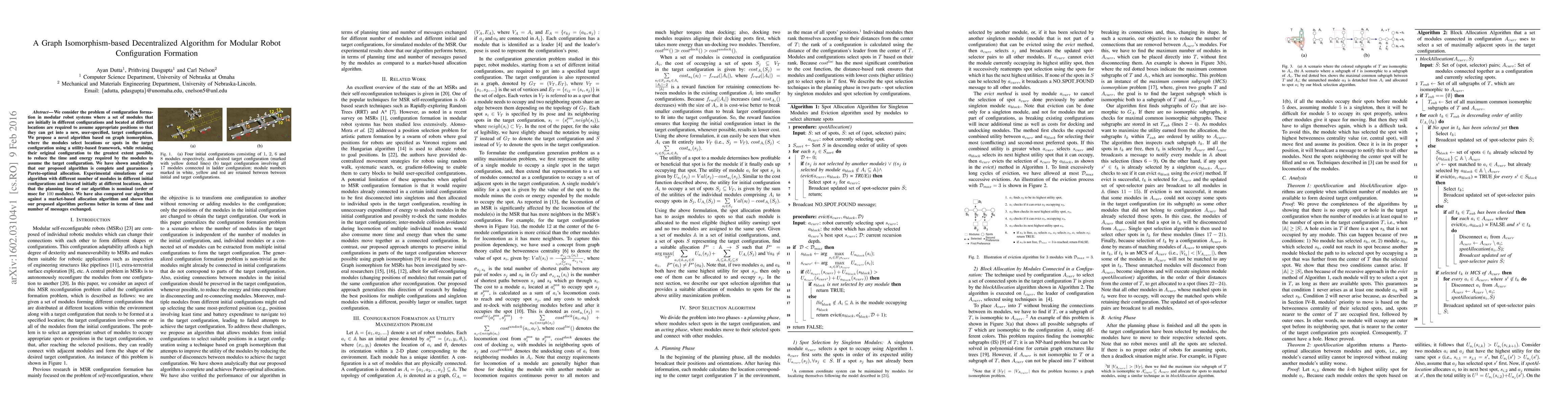Thumbnail for A Graph Isomorphism-based Decentralized Algorithm for Modular Robot
  Configuration Formation