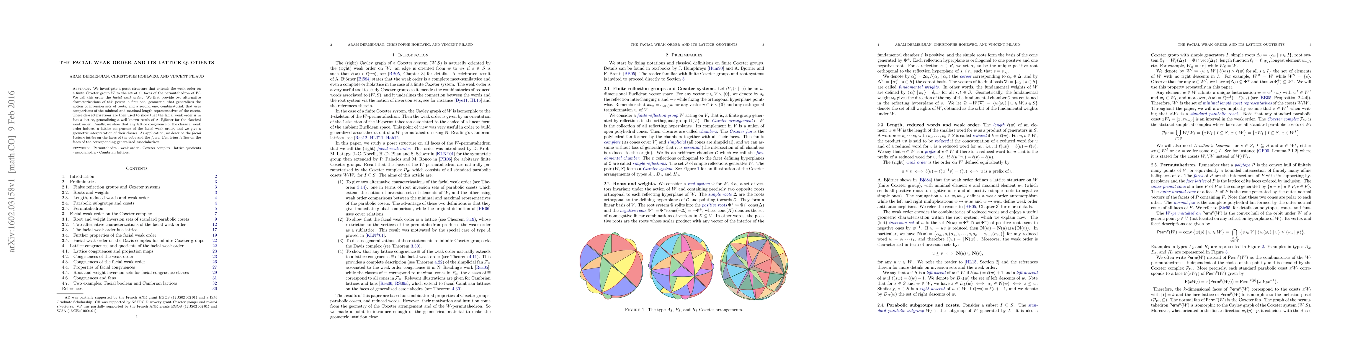 Thumbnail for The facial weak order and its lattice quotients