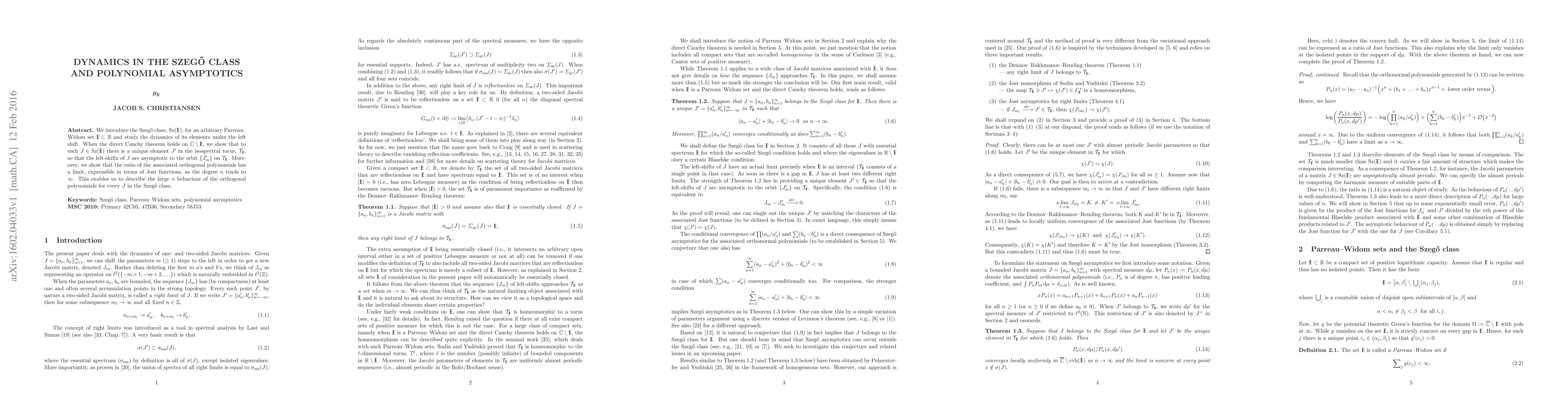 Thumbnail for Dynamics in the Szeg\"o class and polynomial asymptotics