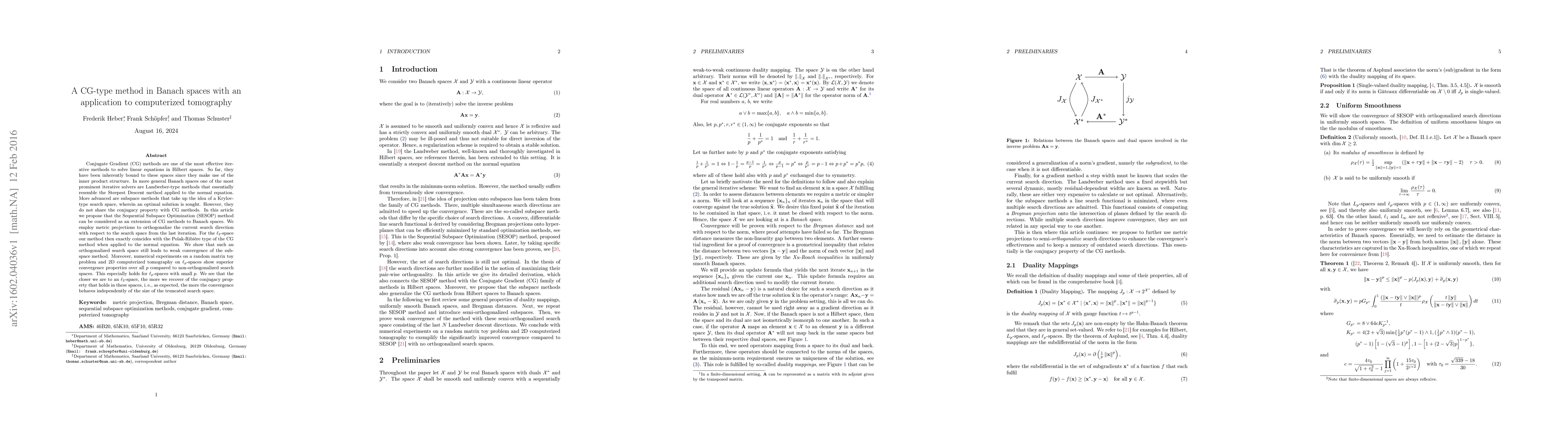 Thumbnail for A CG-type method in Banach spaces with an application to computerized
  tomography