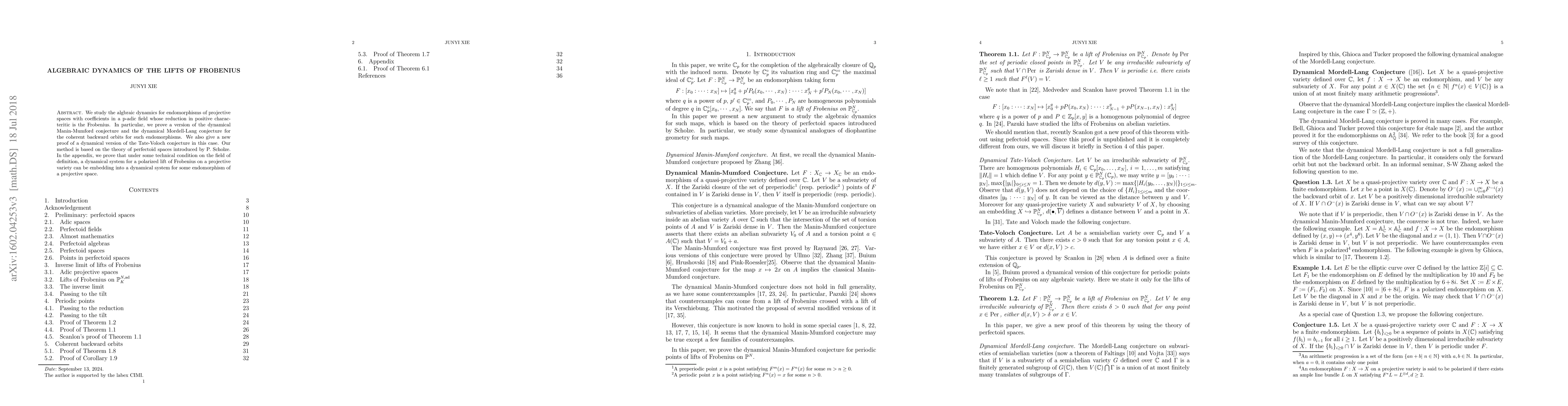 Thumbnail for Algebraic dynamics of the lifts of Frobenius
