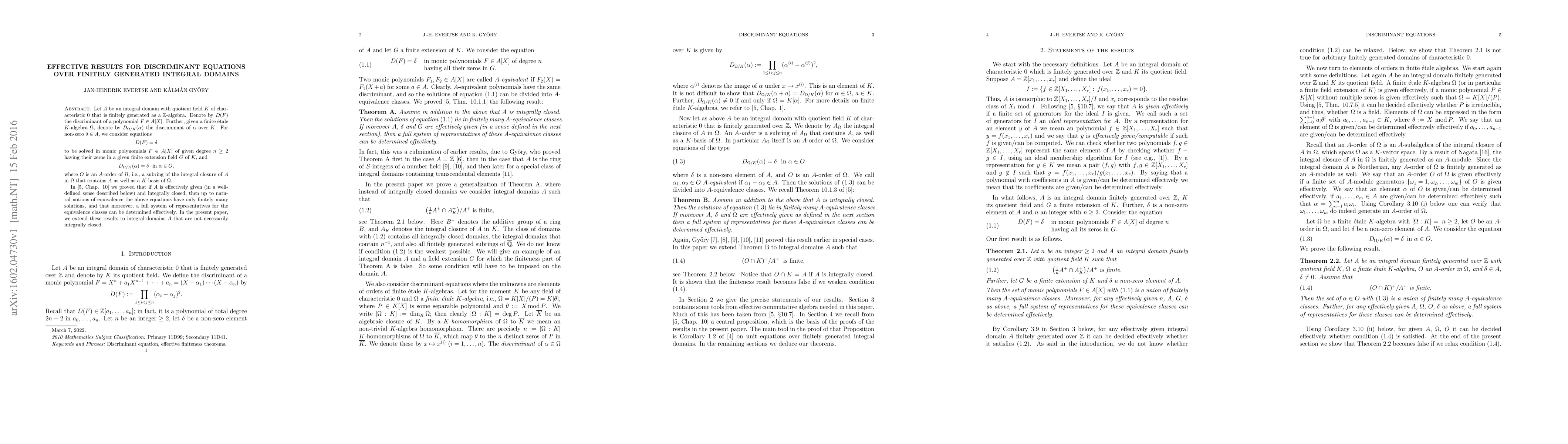 Thumbnail for Effective results for discriminant equations over finitely generated
  domains