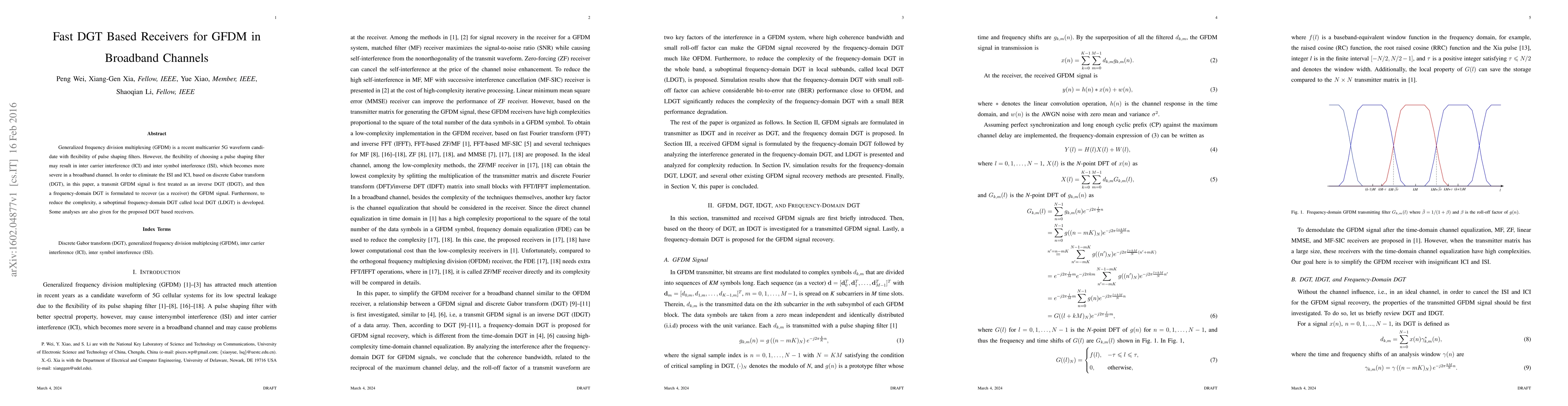 Thumbnail for Fast DGT Based Receivers for GFDM in Broadband Channels