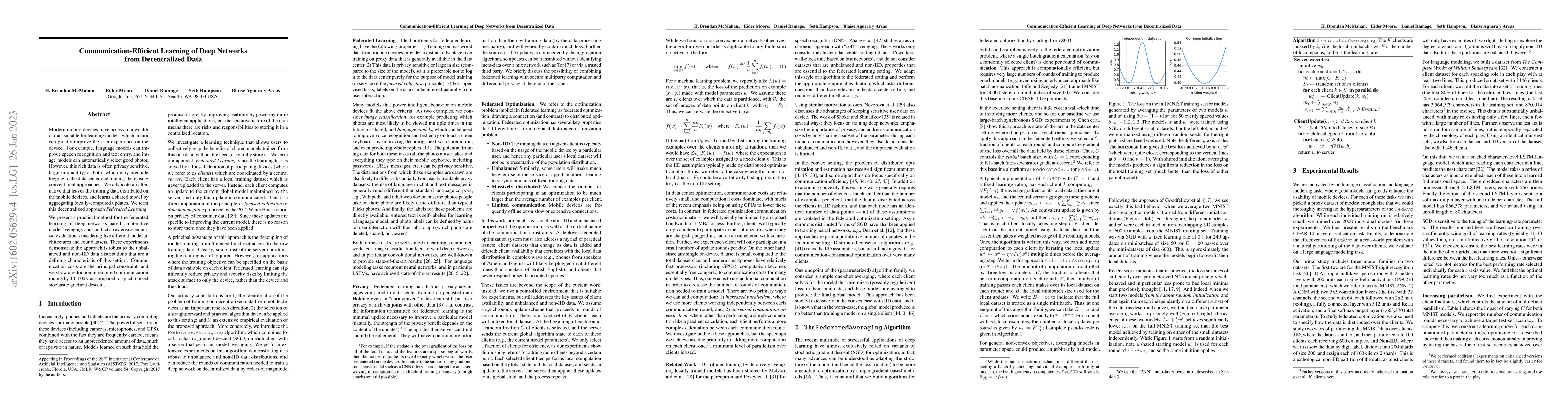 Thumbnail for Communication-Efficient Learning of Deep Networks from Decentralized
  Data