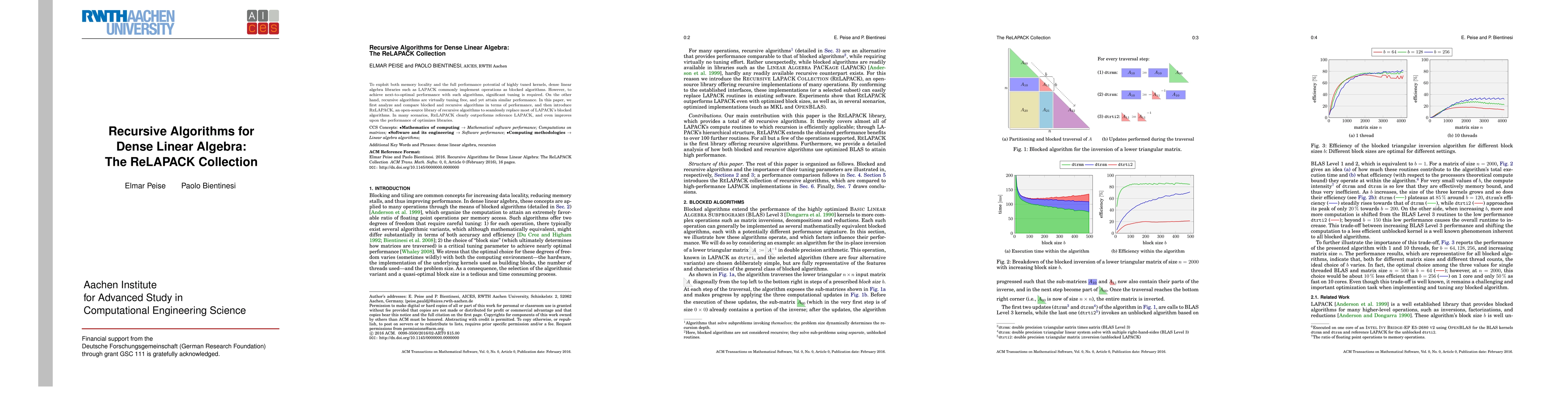 Thumbnail for Algorithm 979: Recursive Algorithms for Dense Linear Algebra -- The
  ReLAPACK Collection