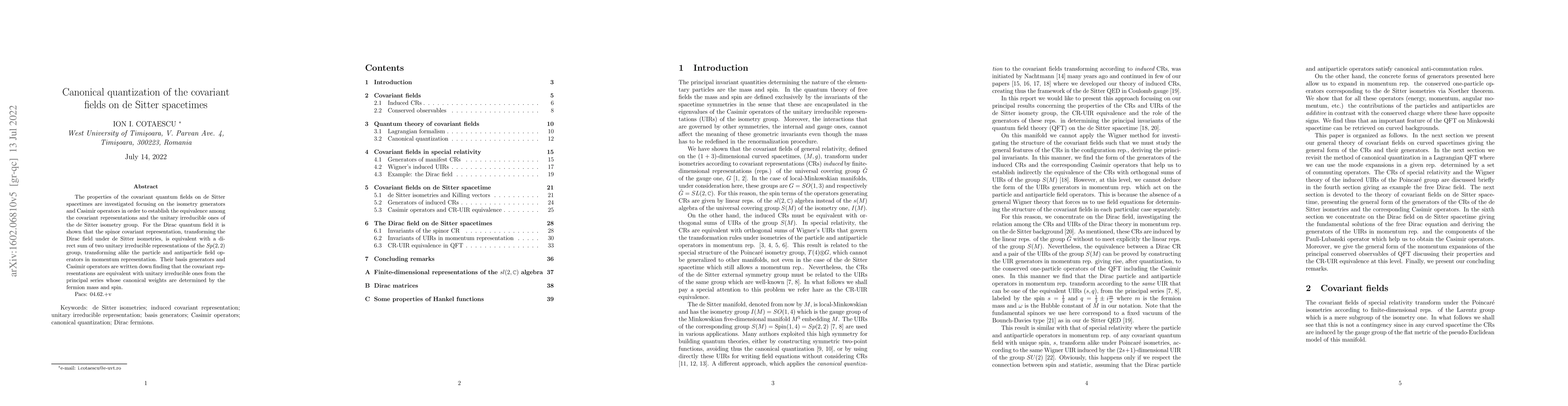 Thumbnail for Canonical quantization of the covariant fields on de Sitter spacetimes