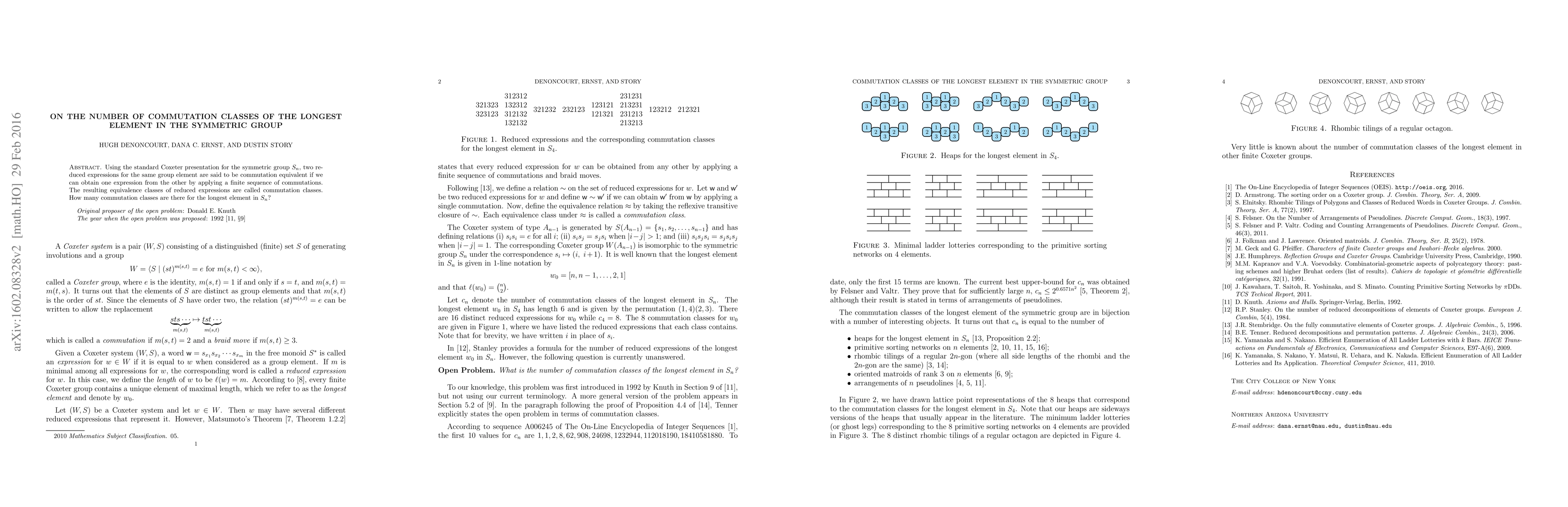 Thumbnail for On the number of commutation classes of the longest element in the
  symmetric group