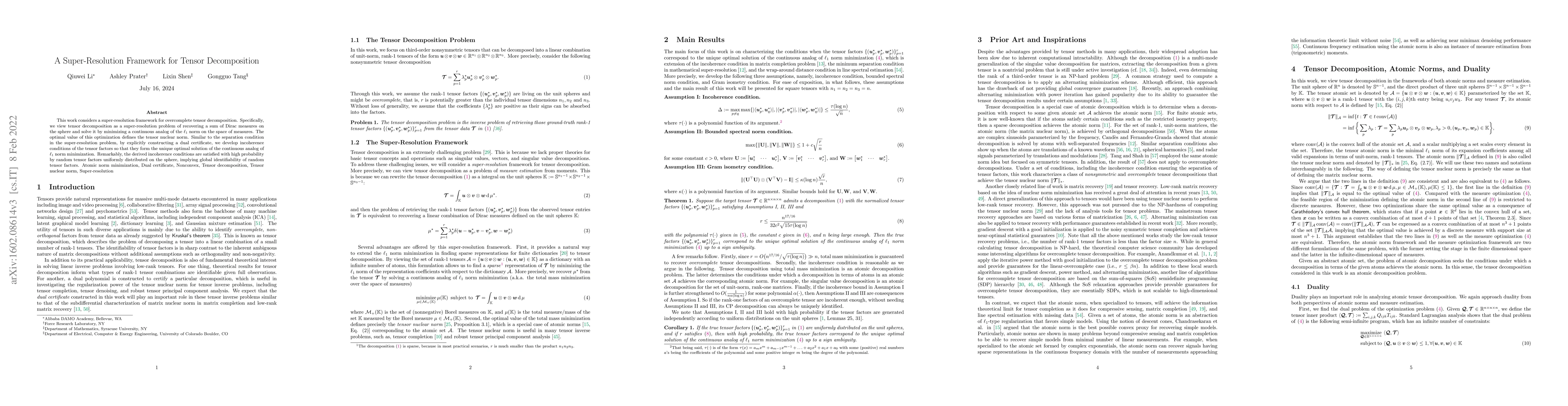 Thumbnail for A Super-Resolution Framework for Tensor Decomposition