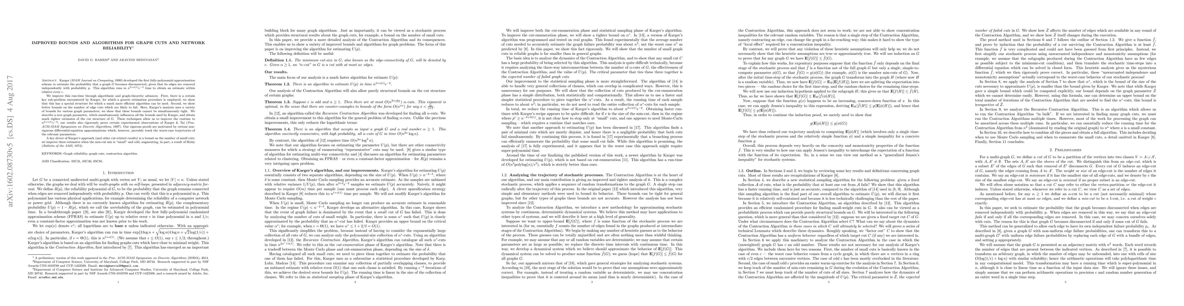 Thumbnail for Improved bounds and algorithms for graph cuts and network reliability