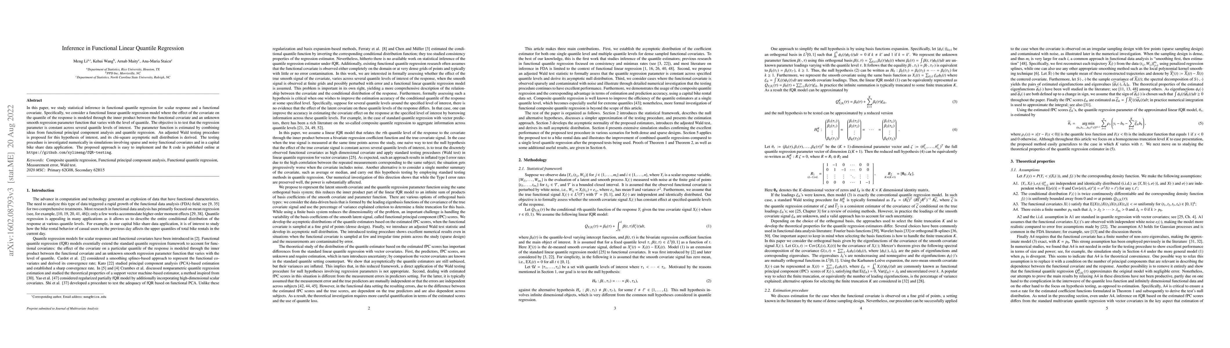 Thumbnail for Inference in Functional Linear Quantile Regression