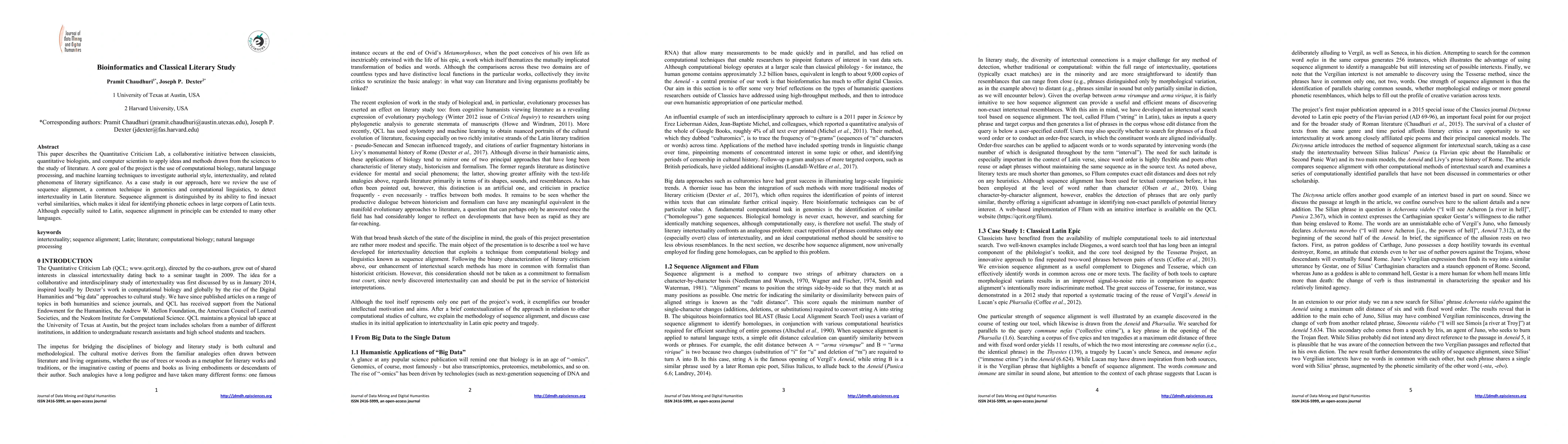 Thumbnail for Bioinformatics and Classical Literary Study