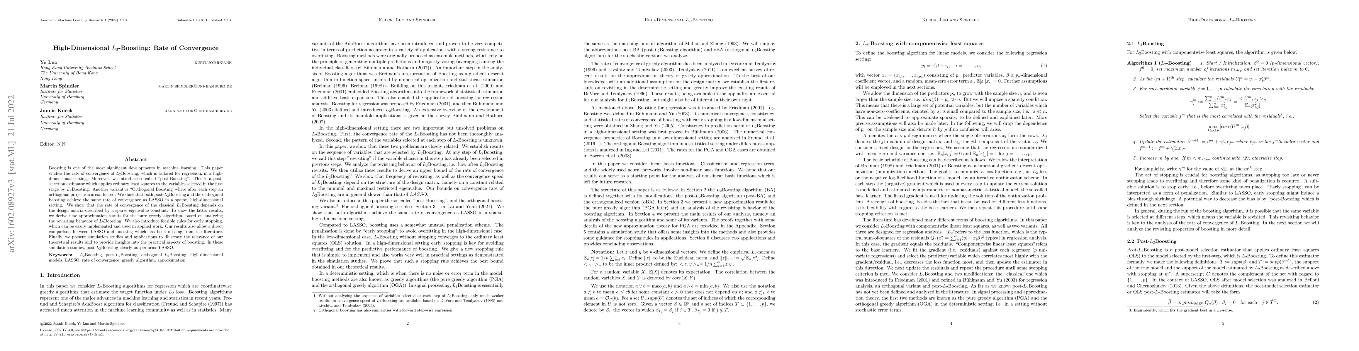 Thumbnail for High-Dimensional $L_2$Boosting: Rate of Convergence