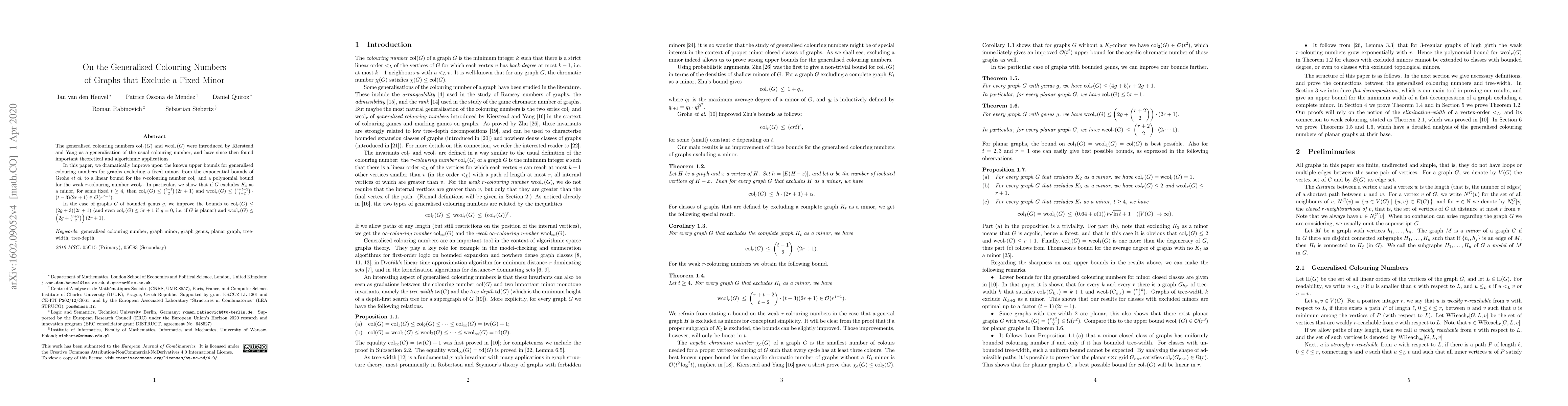 Thumbnail for On the Generalised Colouring Numbers of Graphs that Exclude a Fixed
  Minor