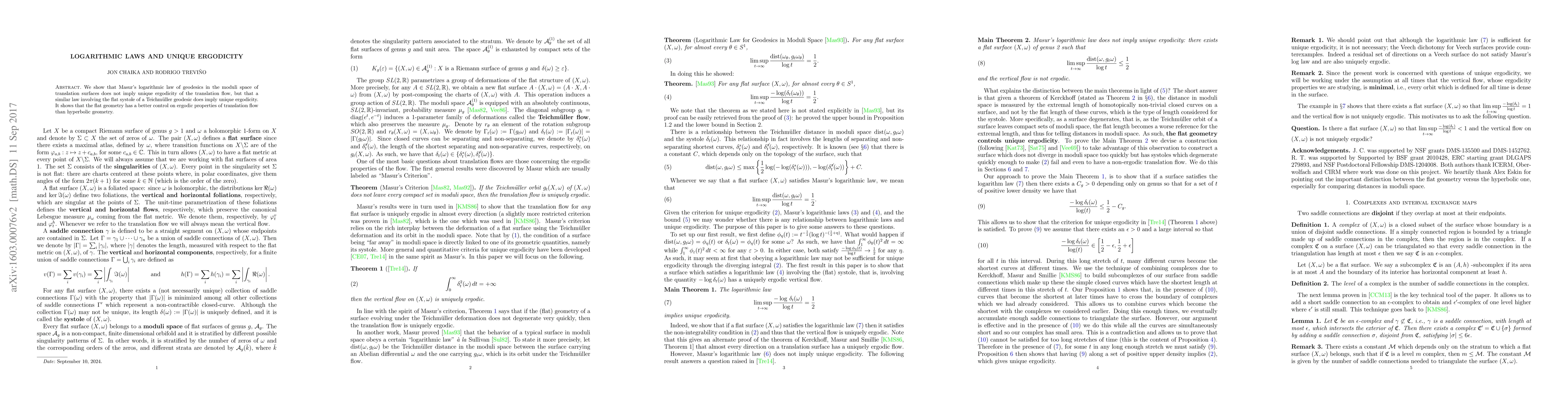 Thumbnail for Logarithmic laws and unique ergodicity