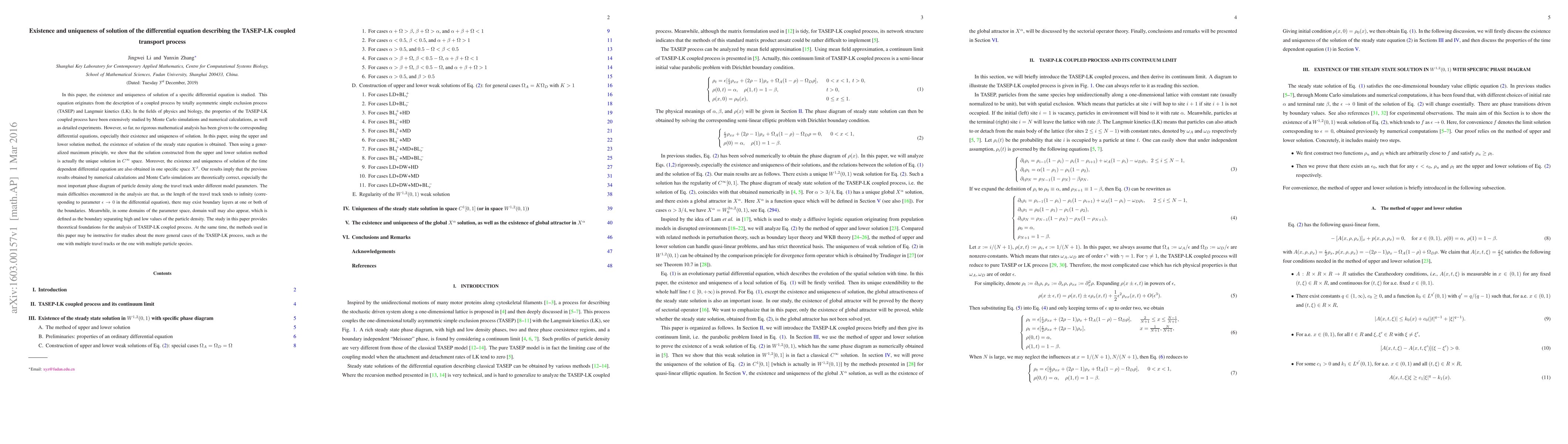 Thumbnail for Existence and uniqueness of solution of the differential equation
  describing the TASEP-LK coupled transport process