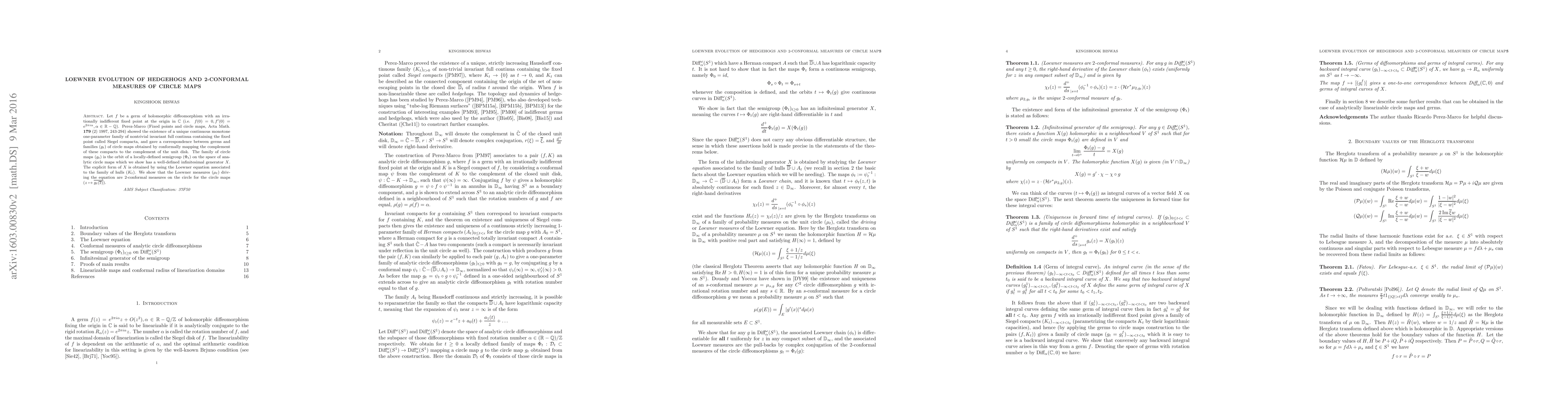 Thumbnail for Loewner evolution of hedgehogs and 2-conformal measures of circle maps