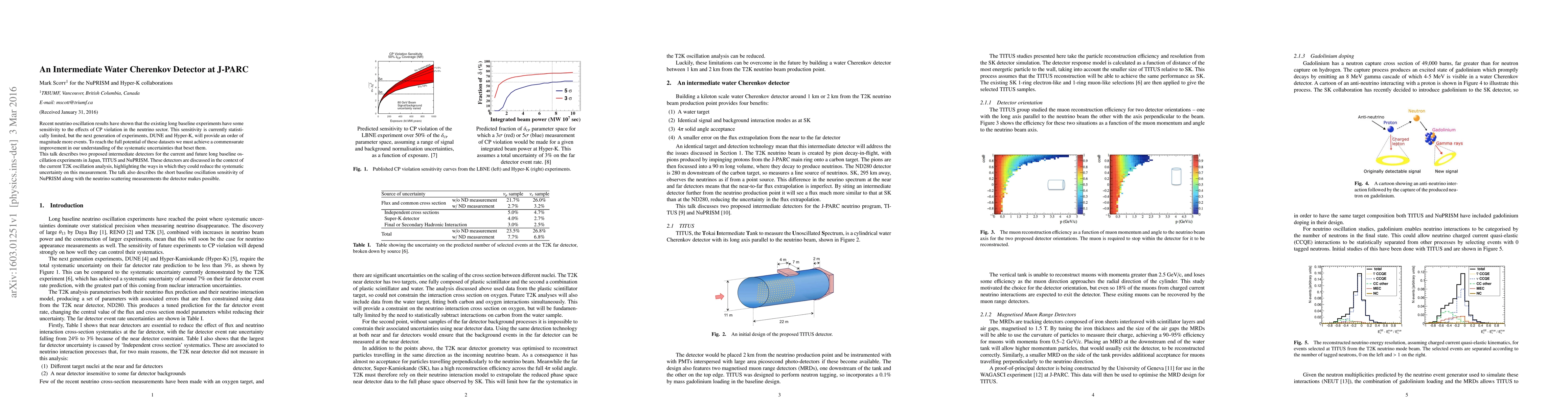 Thumbnail for An Intermediate Water Cherenkov Detector at J-PARC