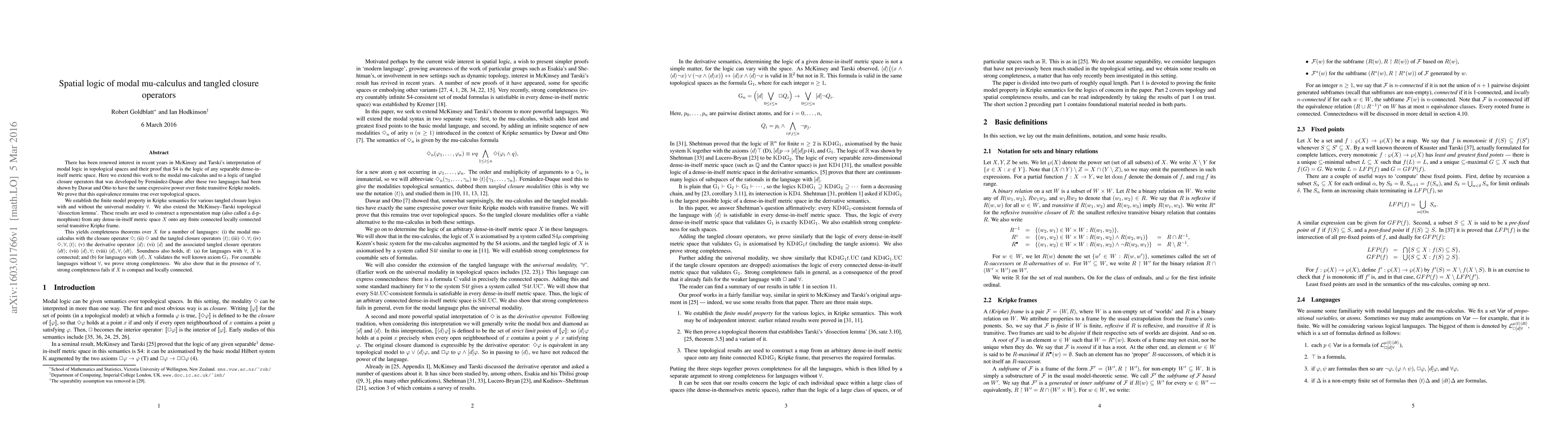Thumbnail for Spatial logic of modal mu-calculus and tangled closure operators