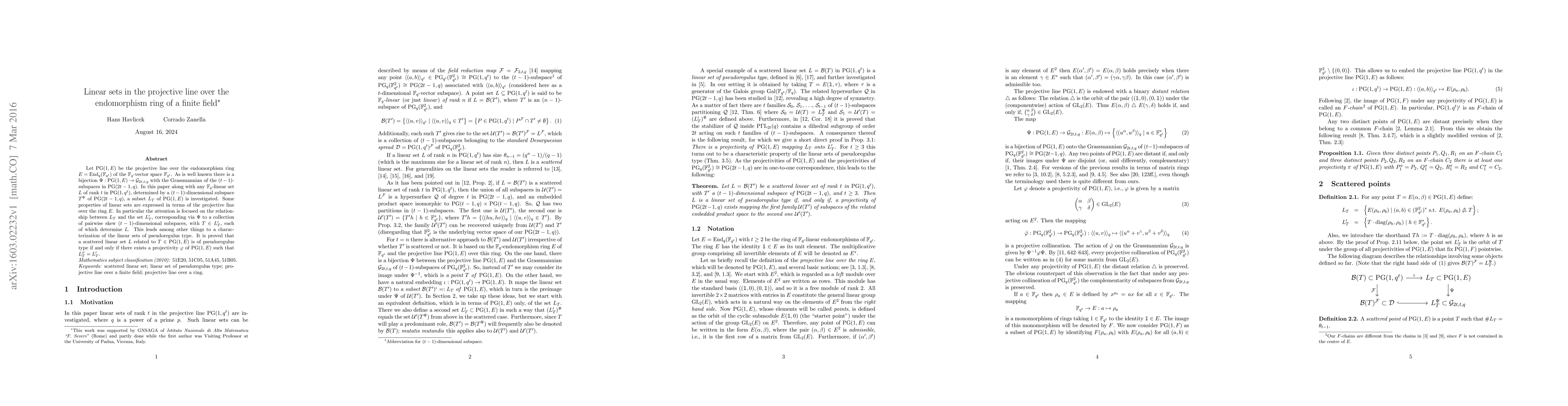 Thumbnail for Linear sets in the projective line over the endomorphism ring of a
  finite field