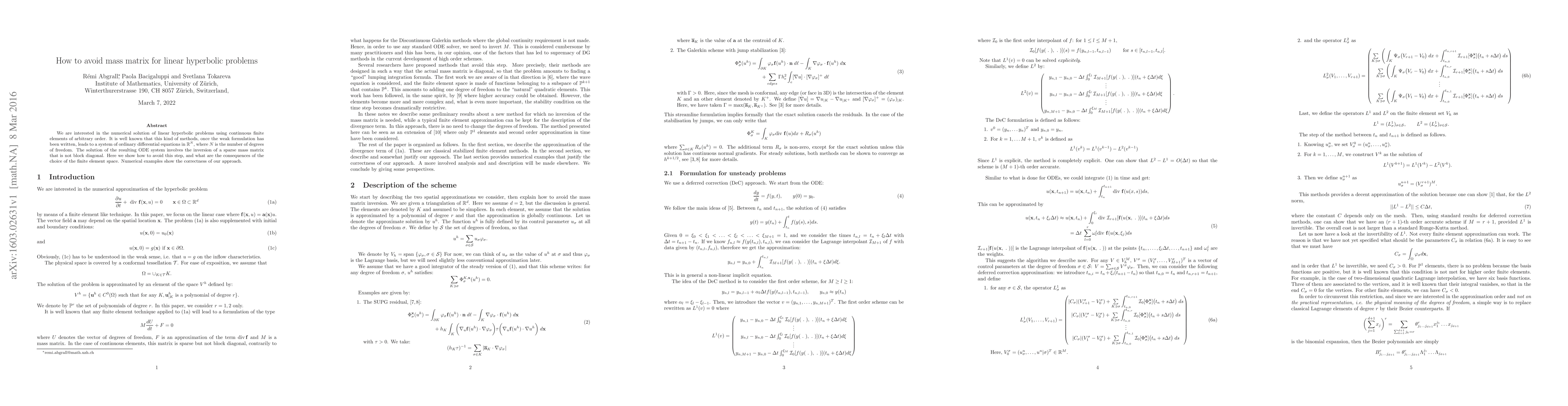 Thumbnail for How to avoid mass matrix for linear hyperbolic problems